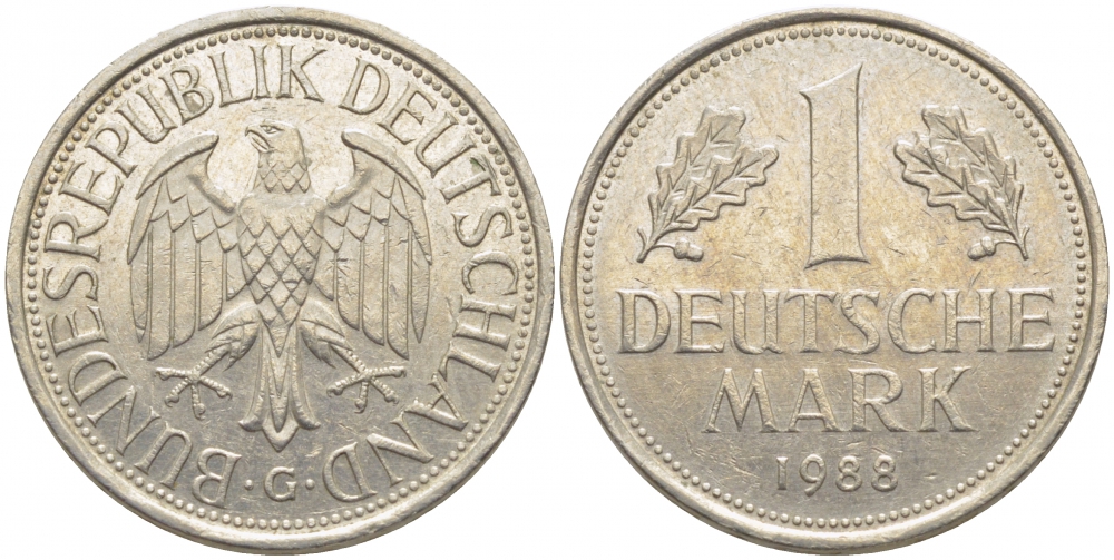 ФРГ 1 МАРКА 1990 J J.385, KM 110 медно-никель 3856-235