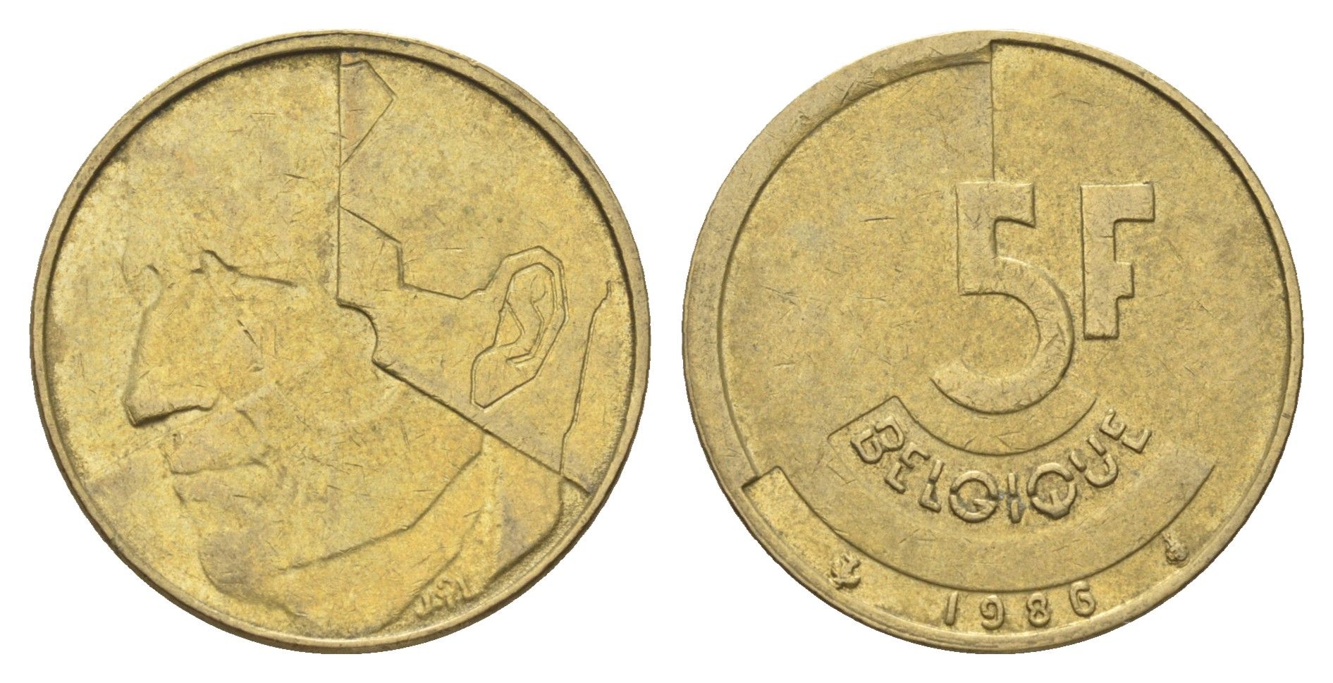 Бельгия 5 франков 1986 Belgique, Бодуэн I (1951-1993) KM 163 медь алюминий никель 4706-155
