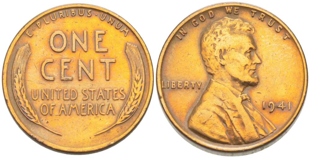 США 1 ЦЕНТ 1941 ЛИНКОЛЬН KM 132 бронза 3309-448