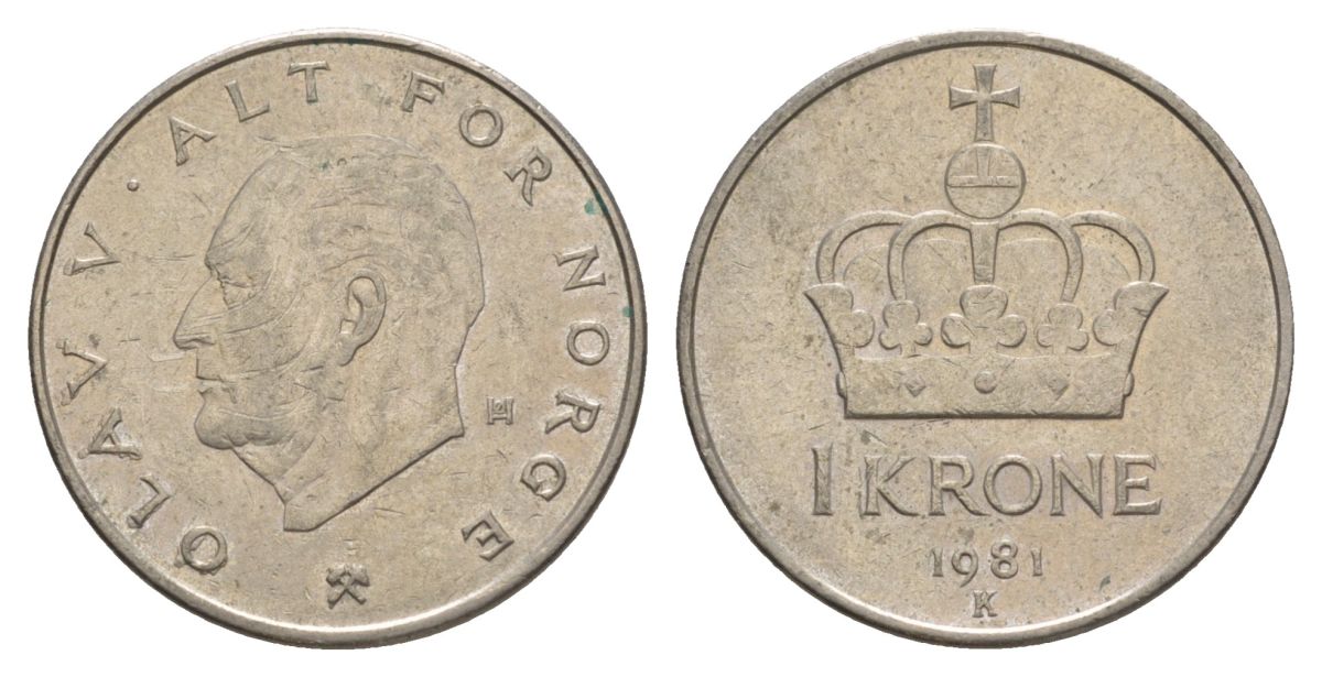 Норвегия 1 крона 1981 Улаф V (1957-1991) KM 419 медно-никель 4635-716