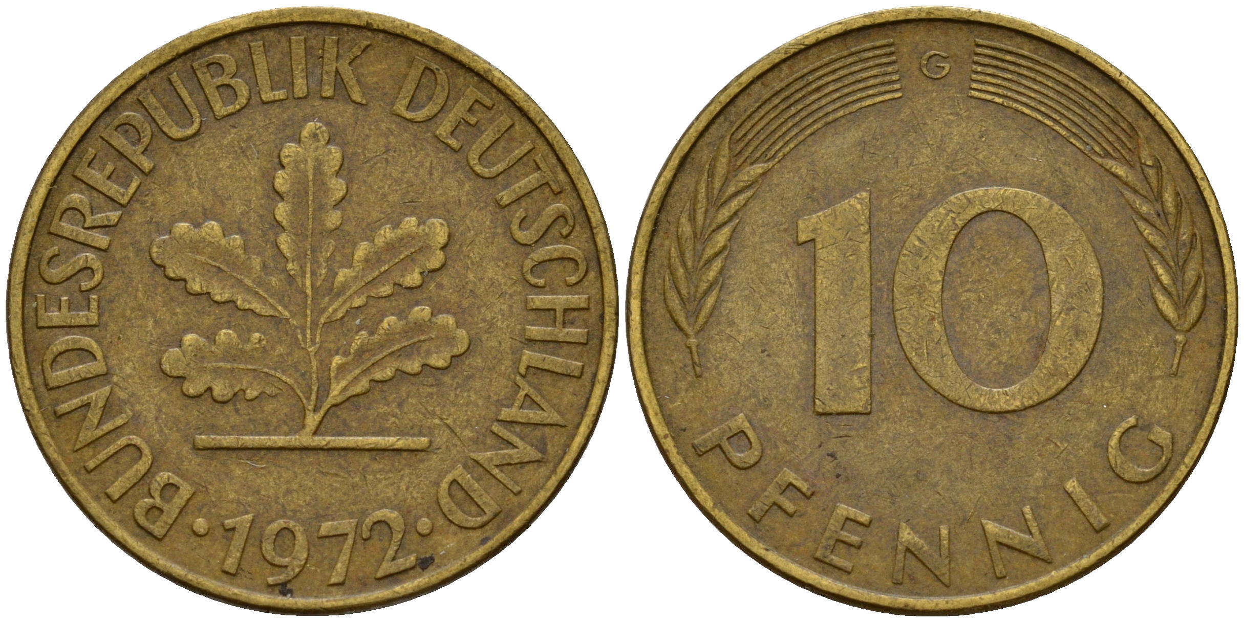 ФРГ 10 пфеннигов 1972 G J. 383, KM 108 сталь плакированная латунью    4603-357