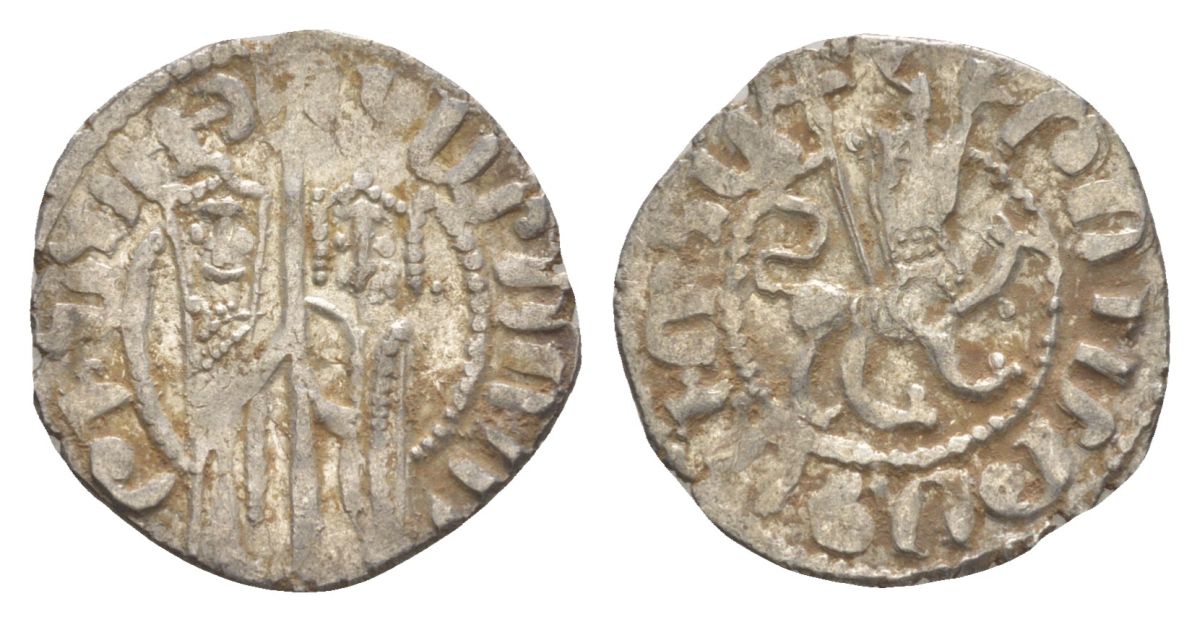 Киликийская Армения трам 1226-1271 Хетум I и царица Забель, держат крест/лев с патриаршим крестом  серебро    1516-721