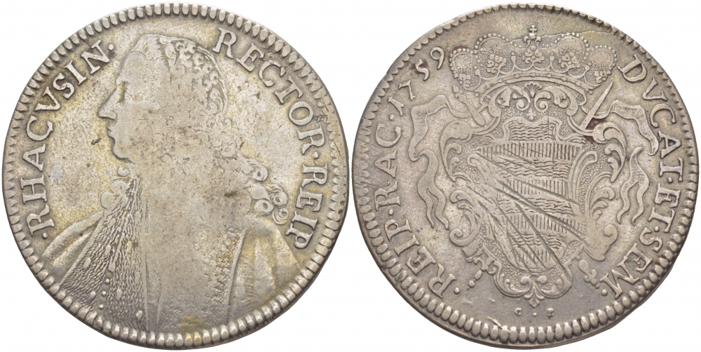 Хорватия, Рагуза Дубровник 1 талеро 1759 ректоратсталер KM 18, Dav. 1939 серебро 00-000
