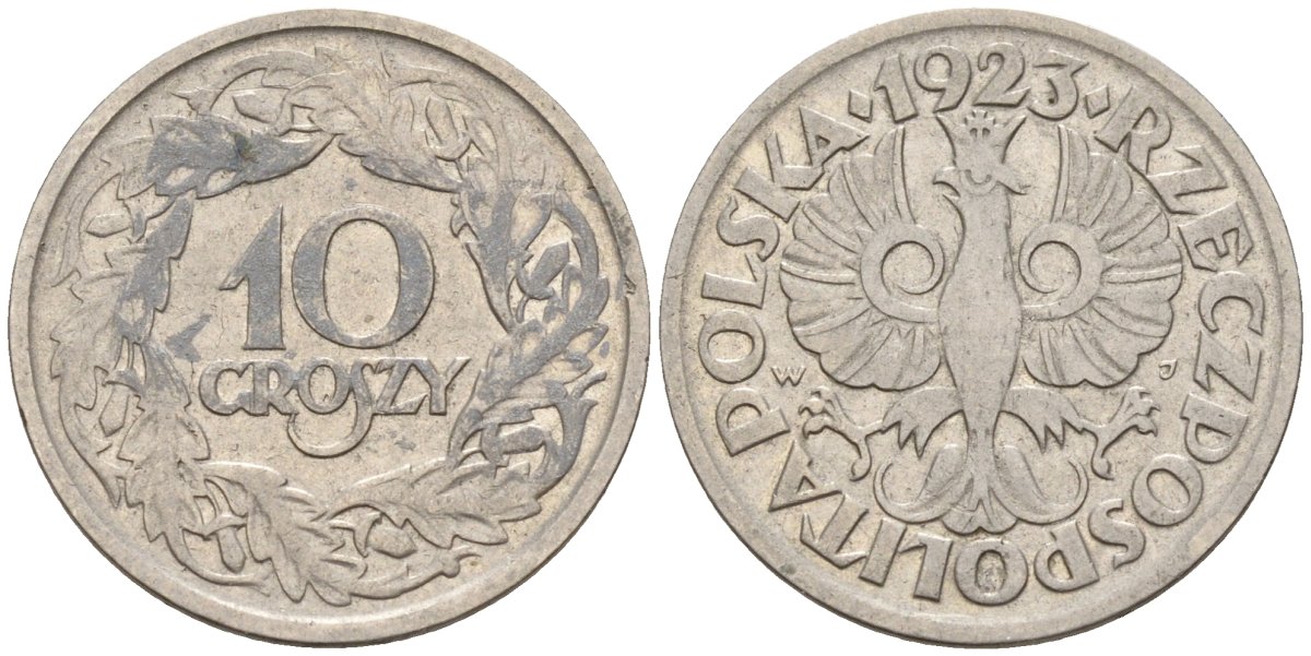Польша 10 грошей 1923 Y 11 никель 4596-532