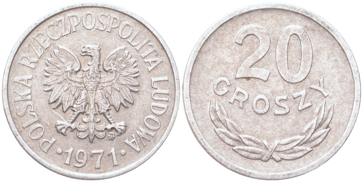 Польша 20 грошей 1971 Y A47 алюминий 4614-639