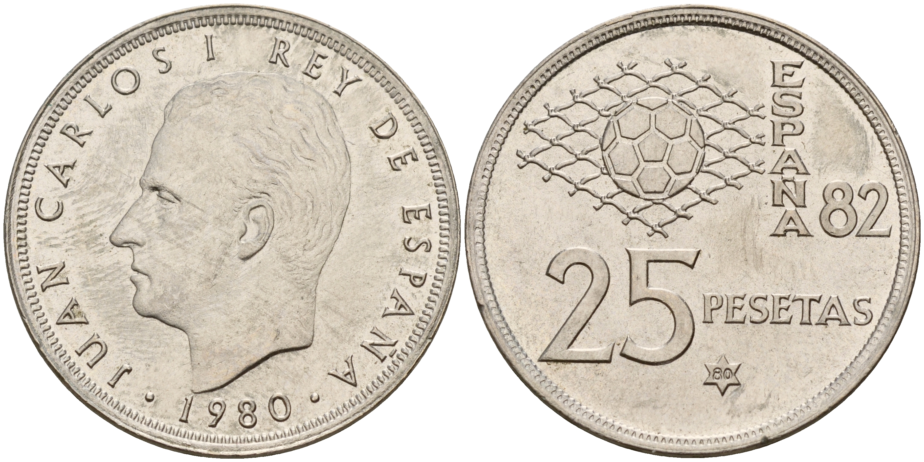 Испания 25 песет 1980 чемпионат мира по футболу 82 KM 818 медно-никель 4601-1025