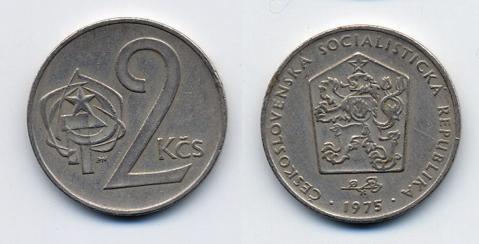 Чехословакия 2 кроны 1975 KM 75 медно-никель 46-1118