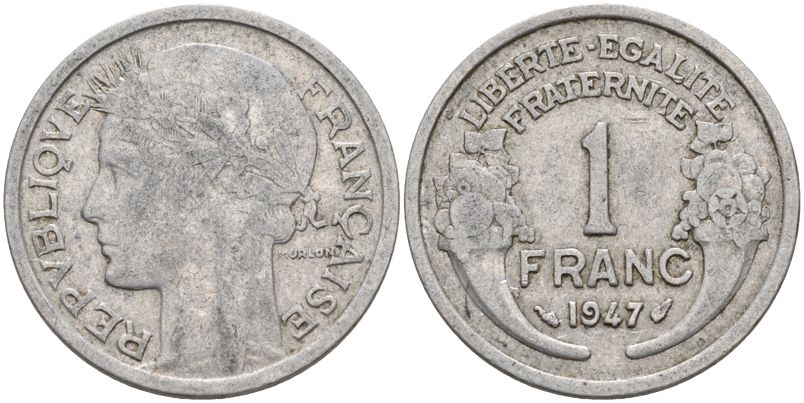 Франция 1 франк 1947 В КМ 885а.2 алюминий    4603-231