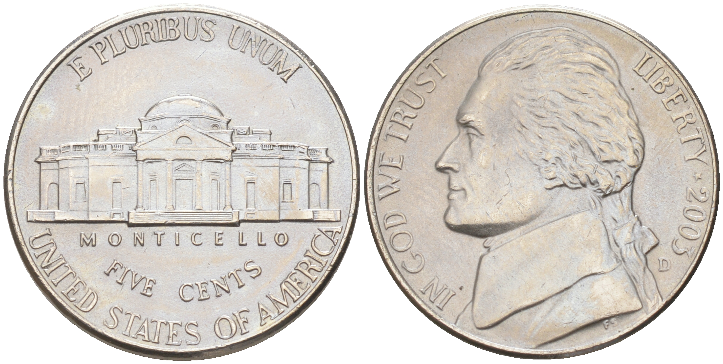 США 5 ЦЕНТОВ 2005 D ДЖЕФФЕРСОН KM A192 медно-никель 190-216