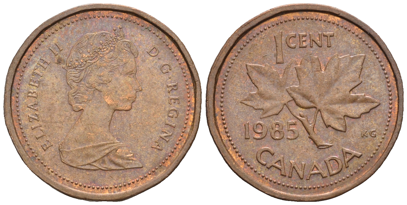 Канада 1 цент 1985 Елизавета II (1952-2022), кленовый лист KM 132 бронза 4609-218