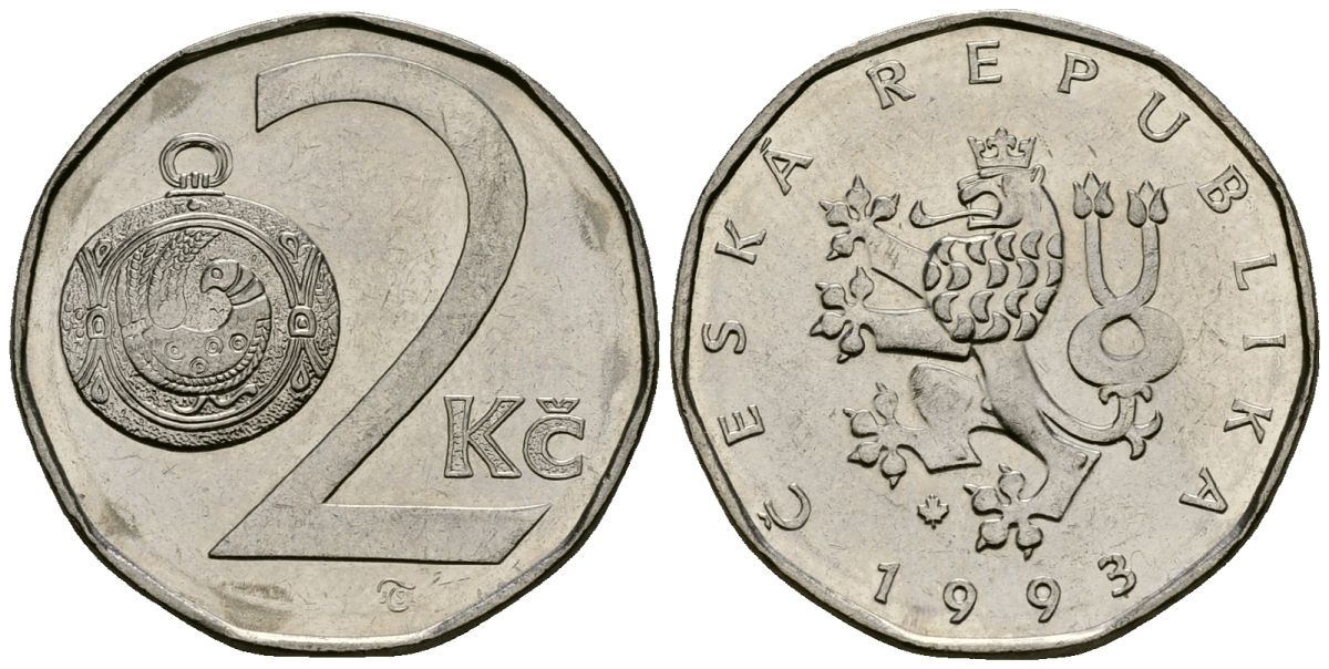 Чехия 2 кроны 1993 KM 9 сталь плакированная никелем 4167-935