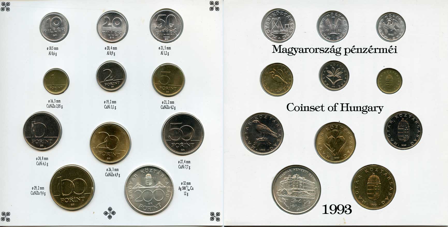 Венгрия официальный набор из 11 монет 1993  KM MS 23   UNC  3-4-3-31