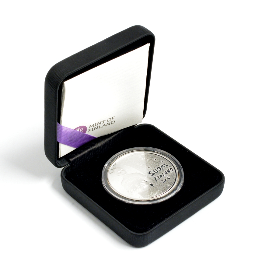 Финляндия 20 евро 2010 в оригинальной коробке, с сертификатом, цветная эмаль, луна, земля KM 153 серебро PROOF 4-3-3-30