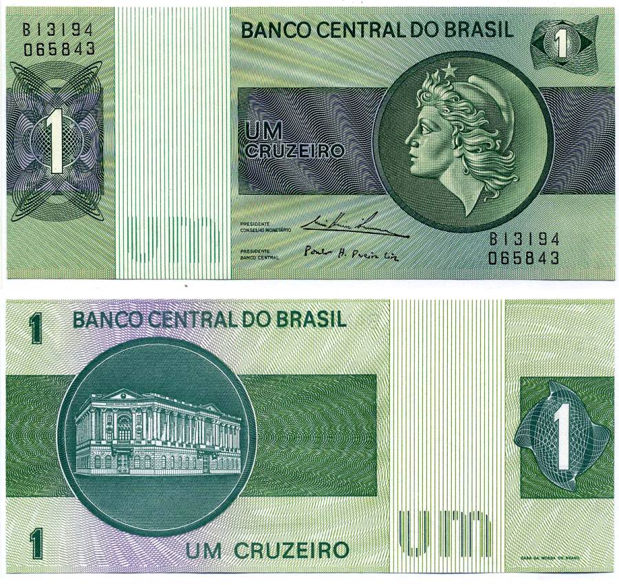 БРАЗИЛИЯ 1 КРУЗЕЙРО 1975 ПОДПИСЬ 18, СЕРИЯ В Pick 191Аb бумага UNC (ПРЕСС) 7485-22-2