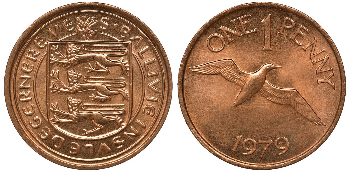 Гернси 1 пенни 1979 Елизавета II KM 27 бронза UNC M52-21