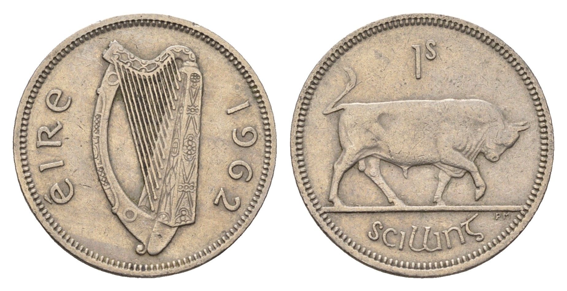 Ирландия 1 шиллинг 1962 бык KM 14a медно-никель 4175-1151