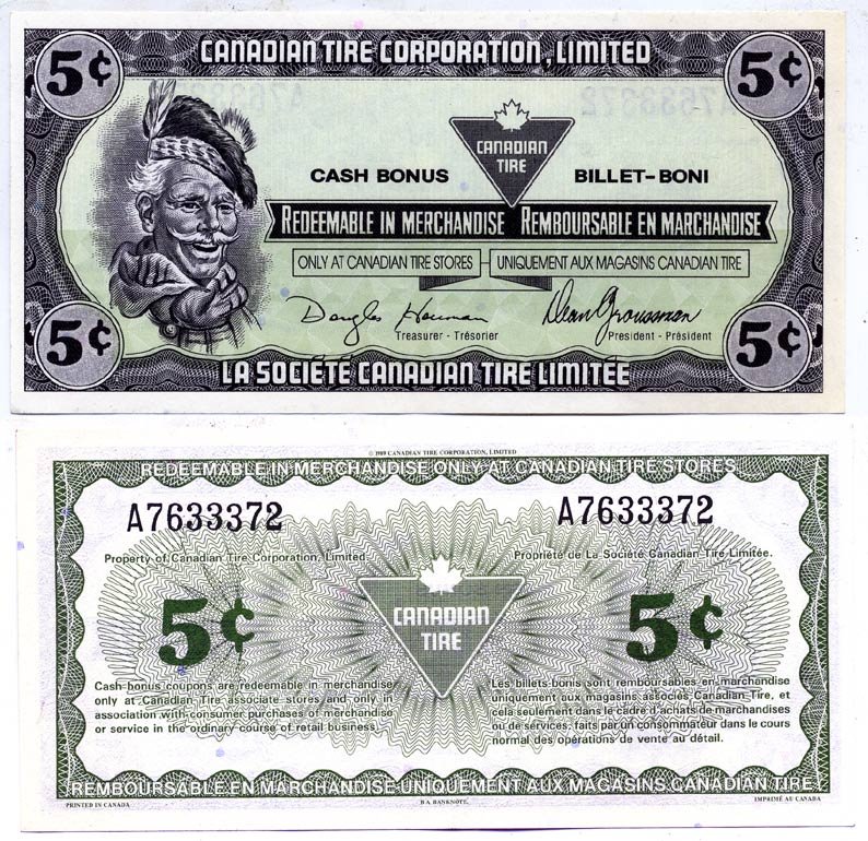 КАНАДА TIRE MONEY 5 ЦЕНТОВ ND CASH BONUS BILLET BONI бумага UNC (ПРЕСС) 7146-51-1-1