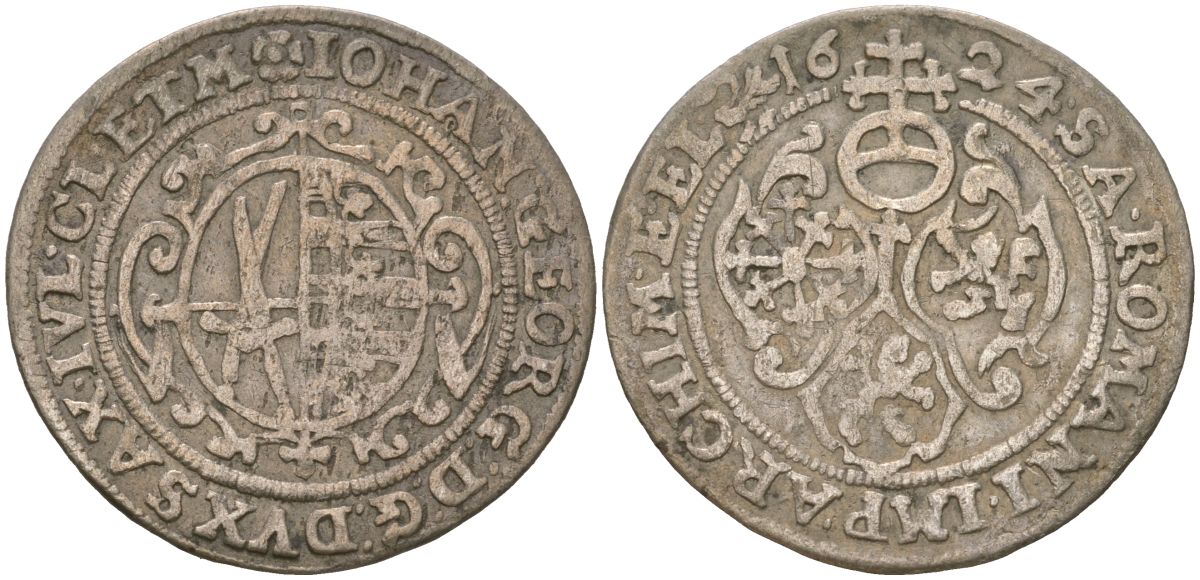 Саксония 1/24 талера 1624 Иоанн Георг I (1615-1656), Альбертинская Линия KM 71, Cl/Kahnt 214 серебро 4584-934