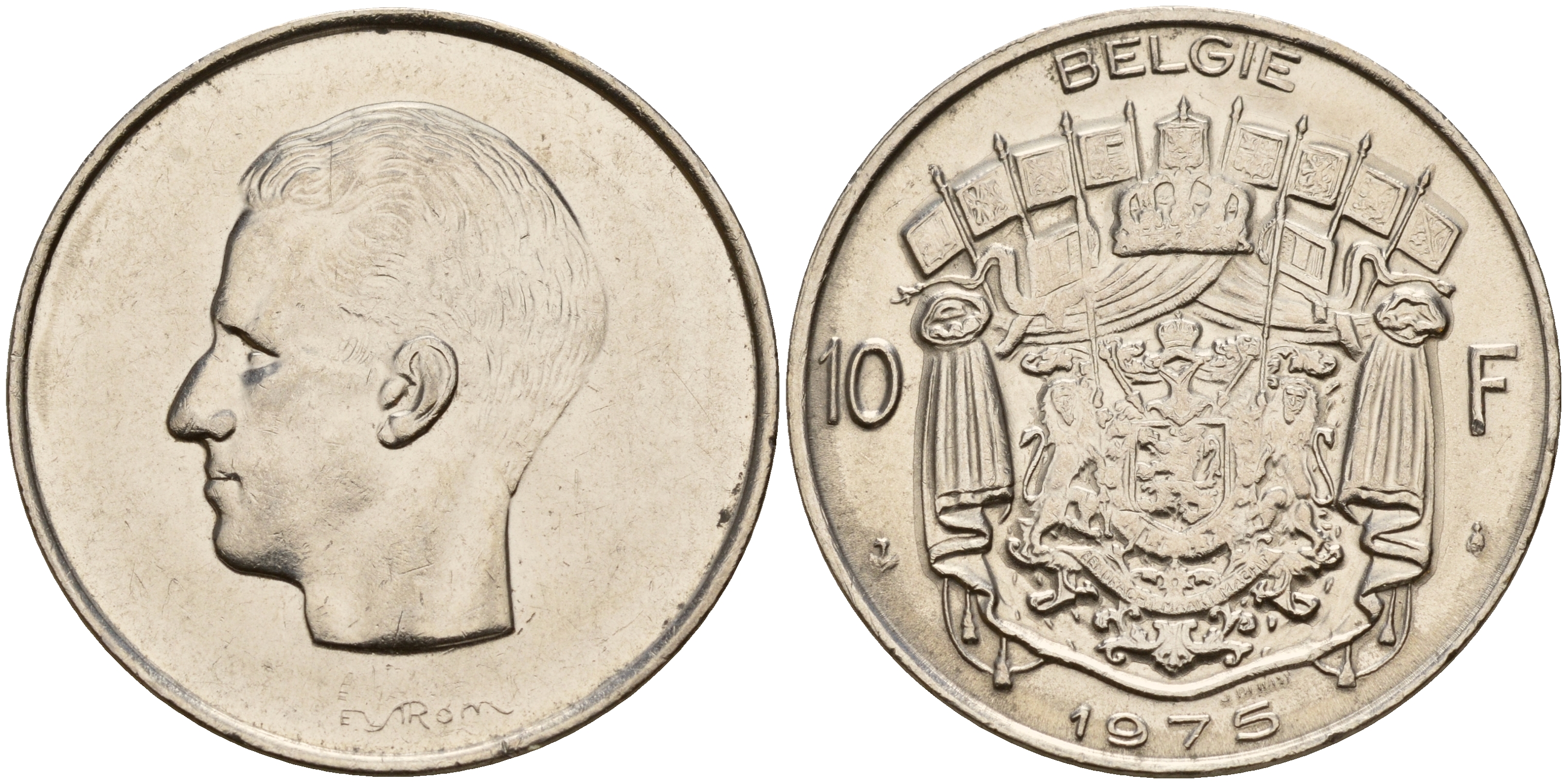Бельгия 10 франков 1975 Belgie KM 156.1 никель    4187-454