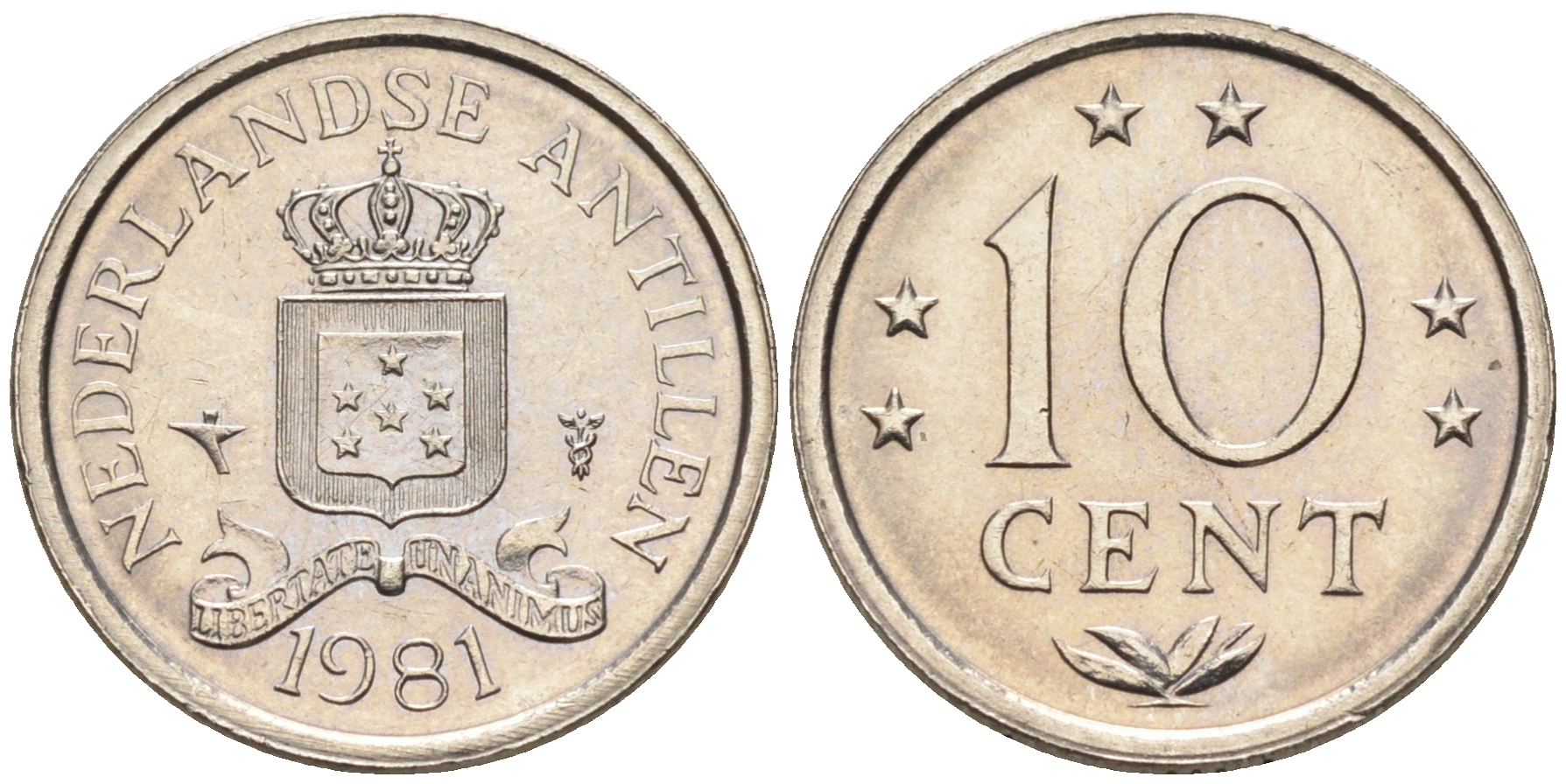 Нидерландские Антилы 10 центов 1981 Беатрикс (1980-2013) KM 10 никель 4169-348