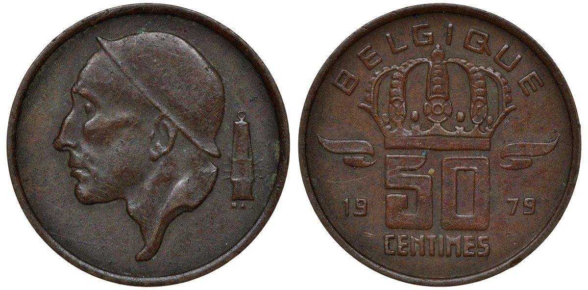 Бельгия 50 сантимов 1979 Belgique, Бодуэн I (1951-1993) KM 148.1 бронза 72-1014