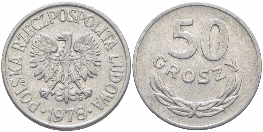 ПОЛЬША 50 ГРОШЕЙ 1978 MW KM 48.1 алюминий 4448-217