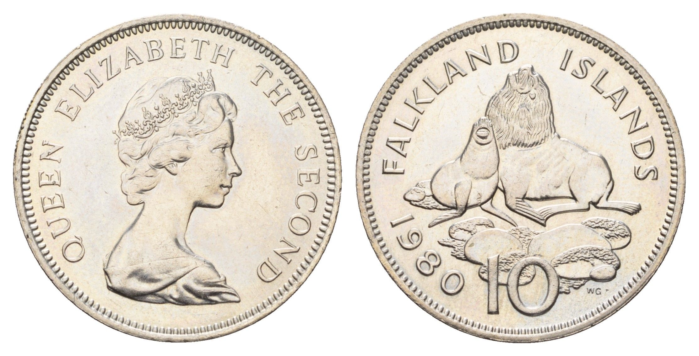 Фолклендские острова (Фолкленды) 10 пенсов 1980 KM 5.1 медно-никель UNC 4672-124