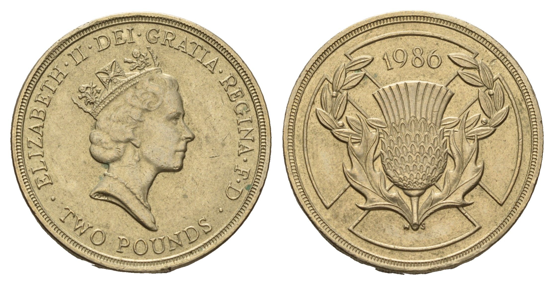 Великобритания 2 фунта 1986 Елизавета II (1952-2022), XIII Игры Британского Содружества KM 947, Spink 4311 (K1) никель латунь UNC 3996-512