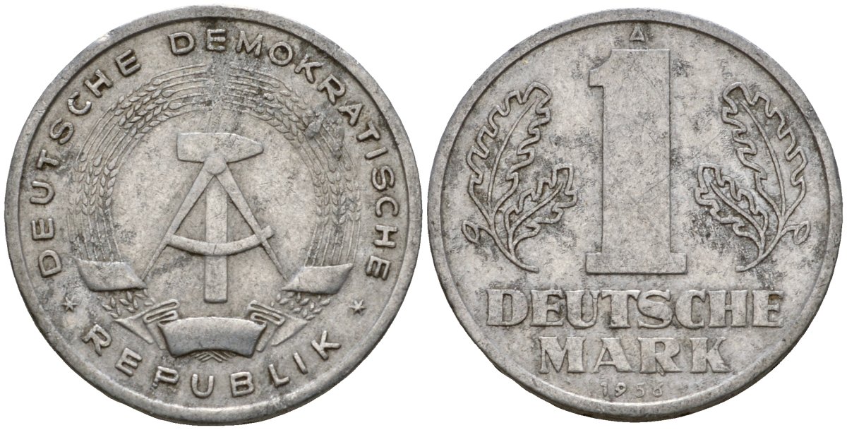 ГДР 1 марка 1956 A KM 13 алюминий 4601-455