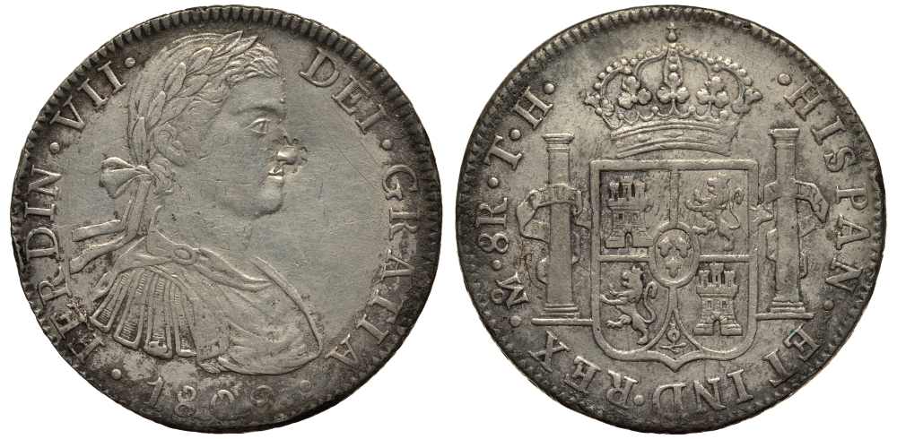 МЕКСИКА 8 РЕАЛОВ 1809 TH, ФЕРДИНАНД VII KM 110 серебро 3875-723