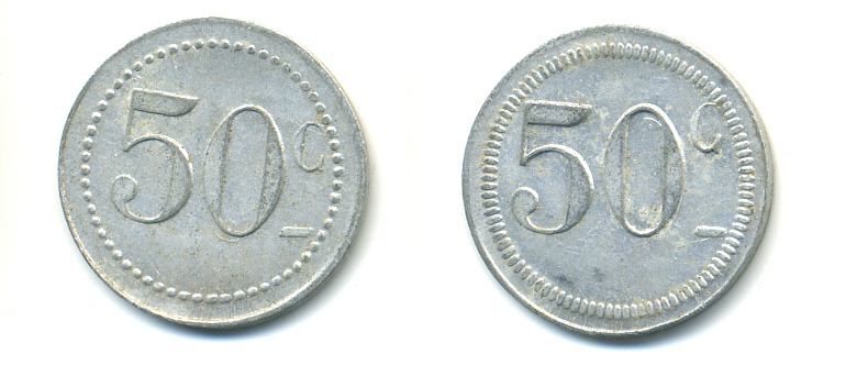 ФРАНЦИЯ 50 САНТИМОВ НАЧАЛО XX ВЕКА d 24 мм, вес около 1,0 гр., платежный жетон., платежный жетон алюминий 89-1033