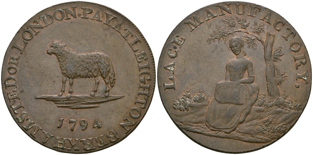 Великобритания, Бедфордшир 1/2 пенни 1794 токены Кондера Dalton & Hamer 3, Atkins 2 медь 000-000