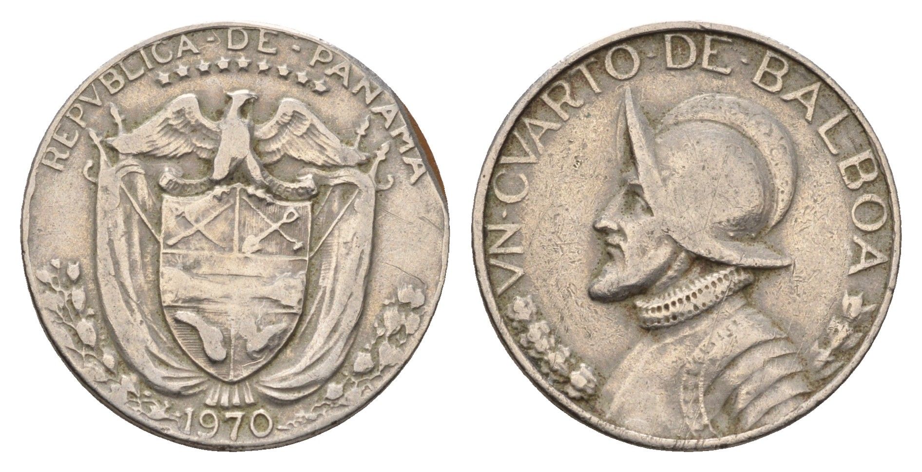 Панама 1/4 бальбоа (25 сентесимо) 1970 KM 11.2a медь плакированная медно-никелем 98-933