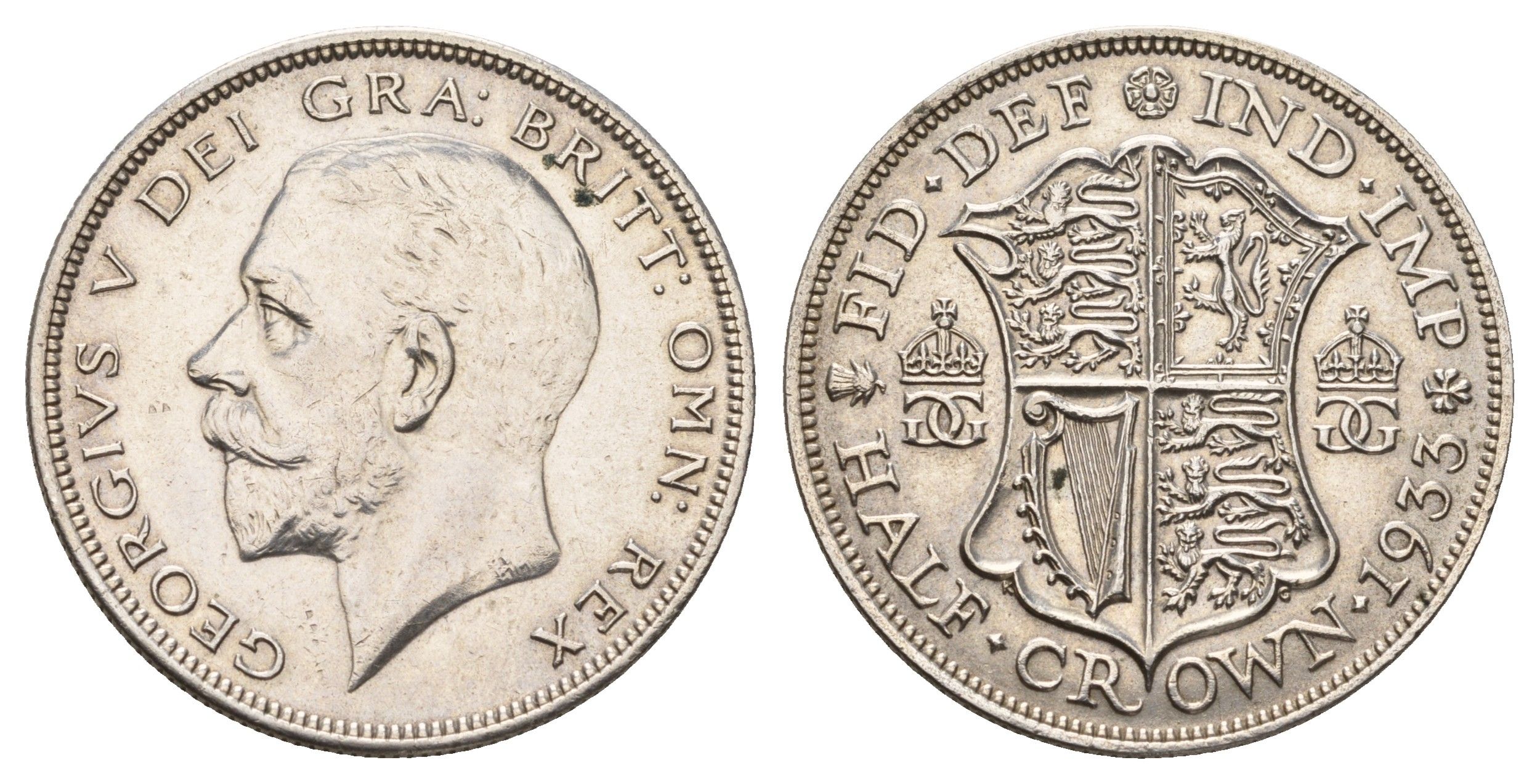 Великобритания 1/2 кроны 1933 Георг V (1910-1936) KM 835, Spink 4037 серебро aUNC 1518-513