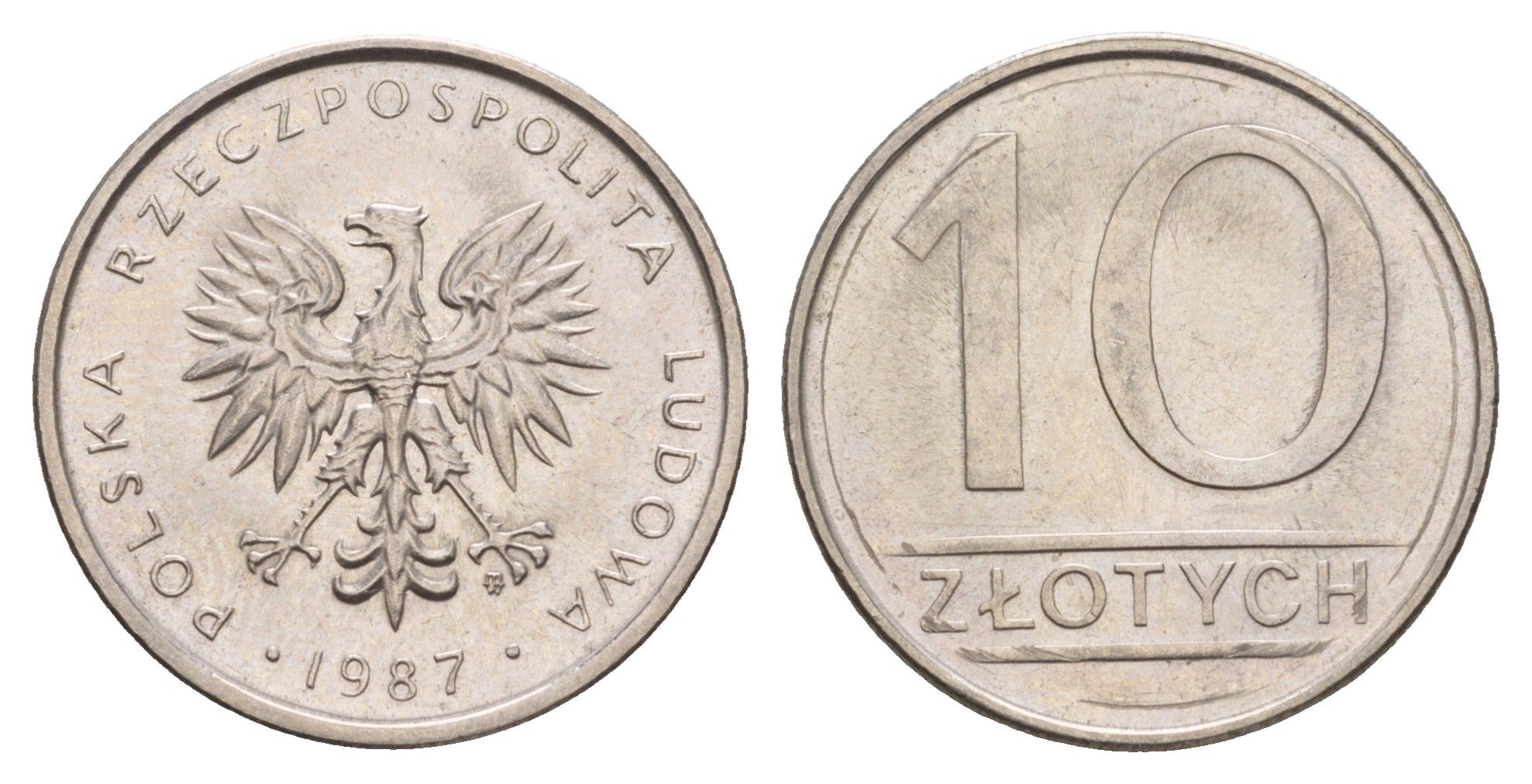 Польша 10 злотых 1987 MW Y 152.1 медно-никель UNC 4654-1016