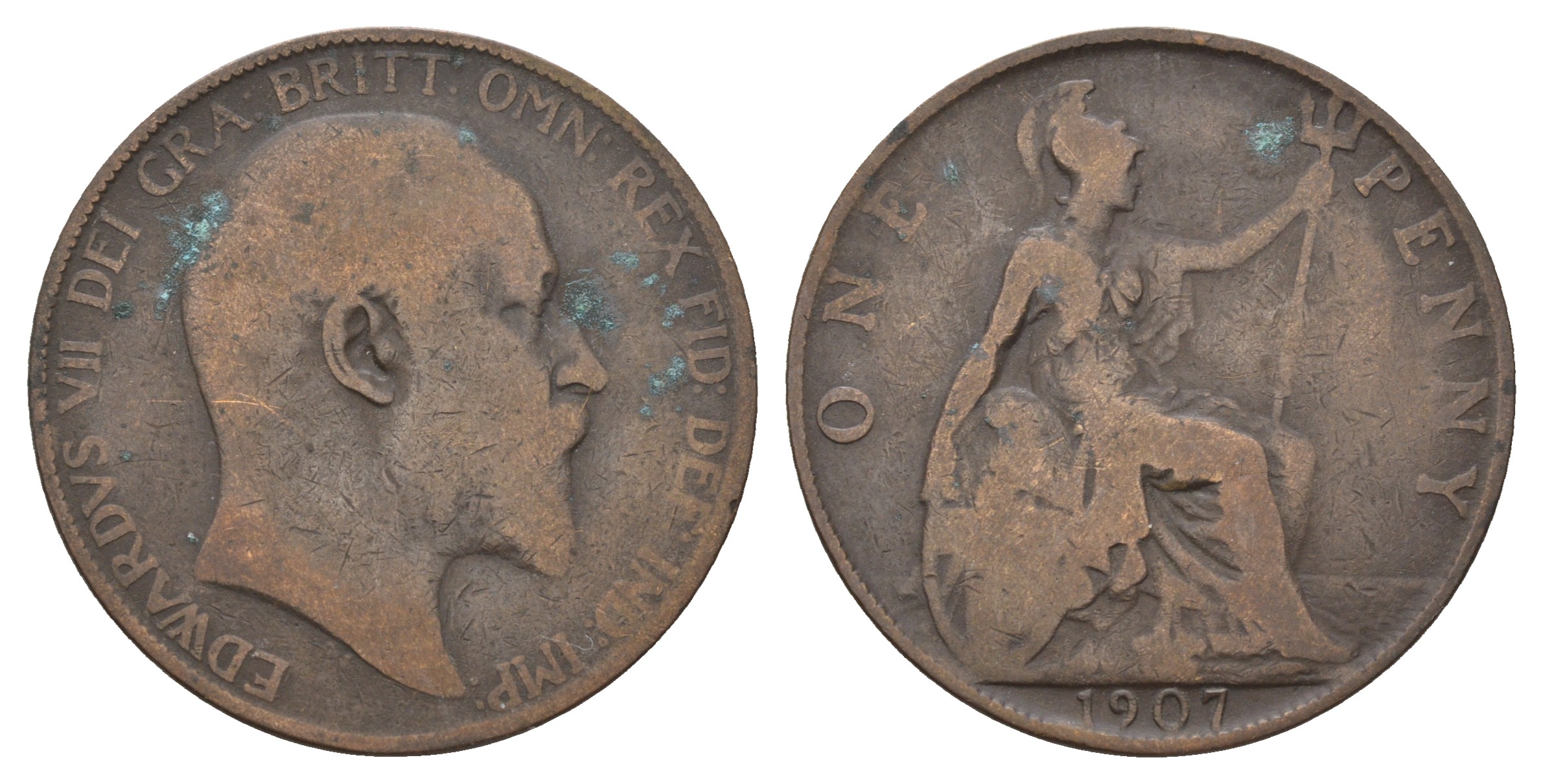 Великобритания 1 пенни 1907 Эдуард VII (1901-1910) KM 794.2, Spink 3990 бронза 4680-815