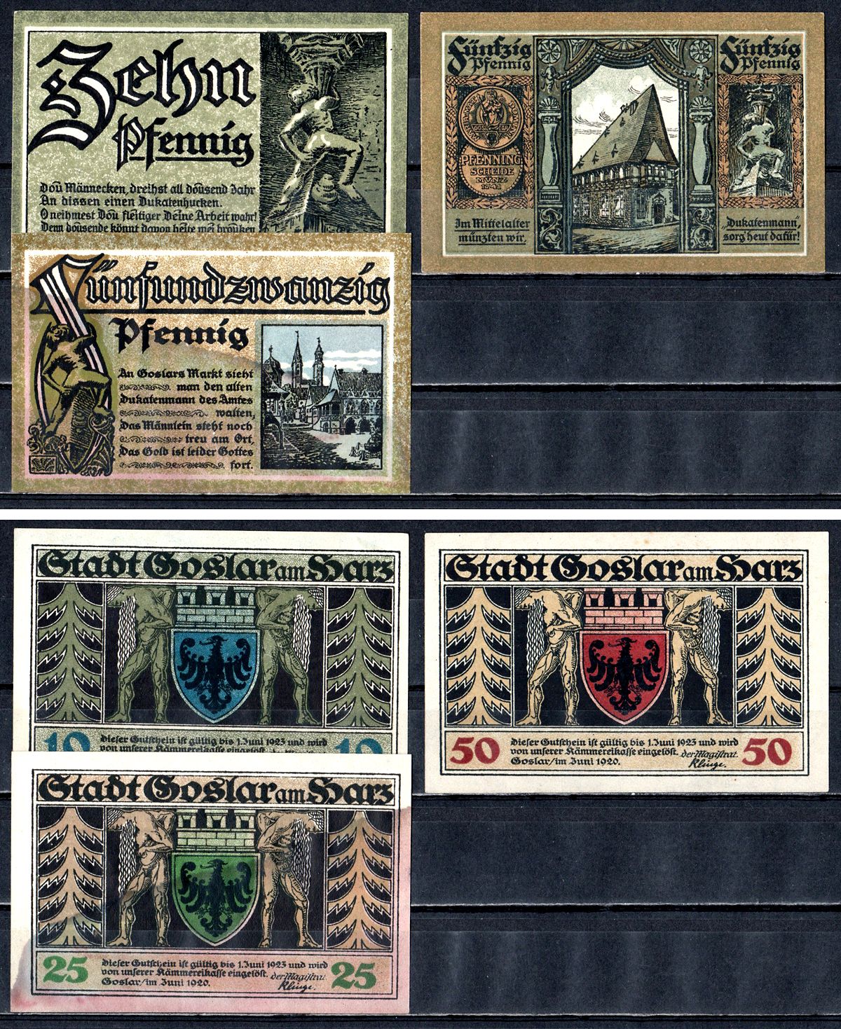 Гослар (Пруссия, Ганновер) набор из 3 нотгельдов 1920 7556-33-2-1