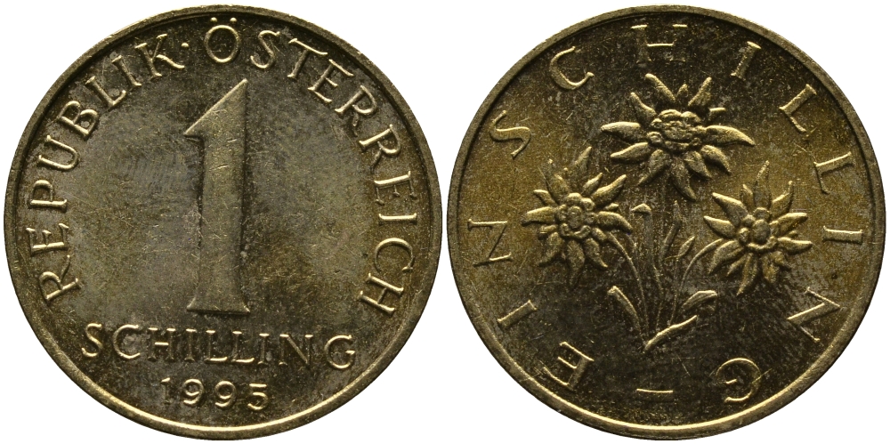 АВСТРИЯ 1 ШИЛЛИНГ 1995 KM 2886 алюминиевая бронза 33-612