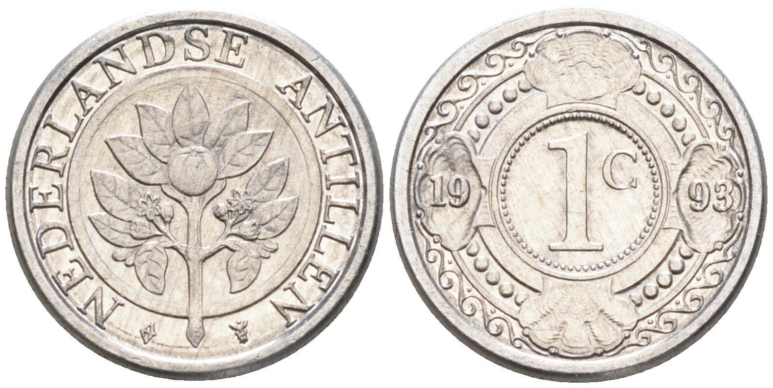Нидерландские Антилы 1 цент 1993 Беатрикс (1980-2013) KM 32 алюминий 4169-312