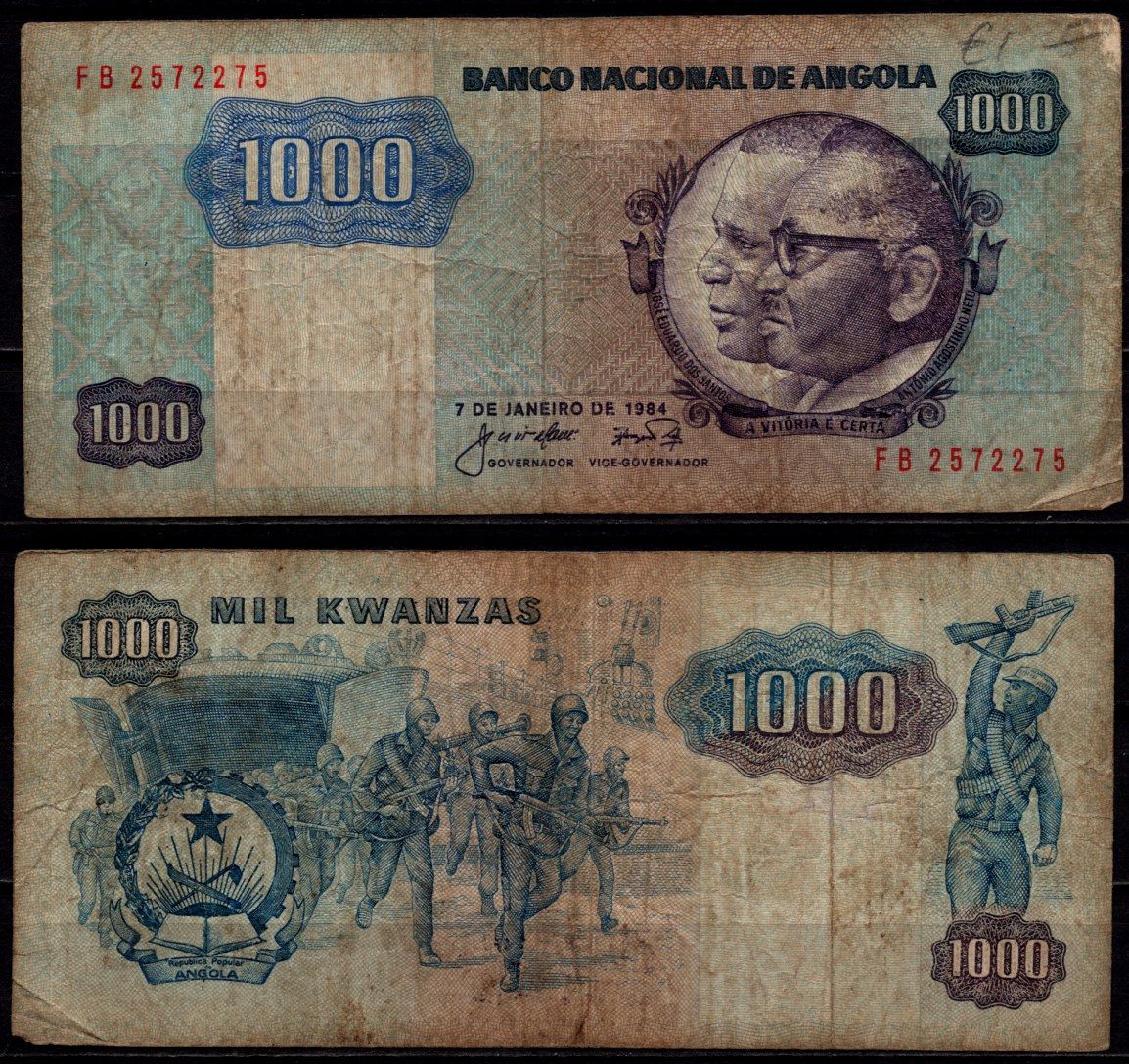 Ангола 1000 кванза 1984 Pick 121 a бумага 6278-61-3-1