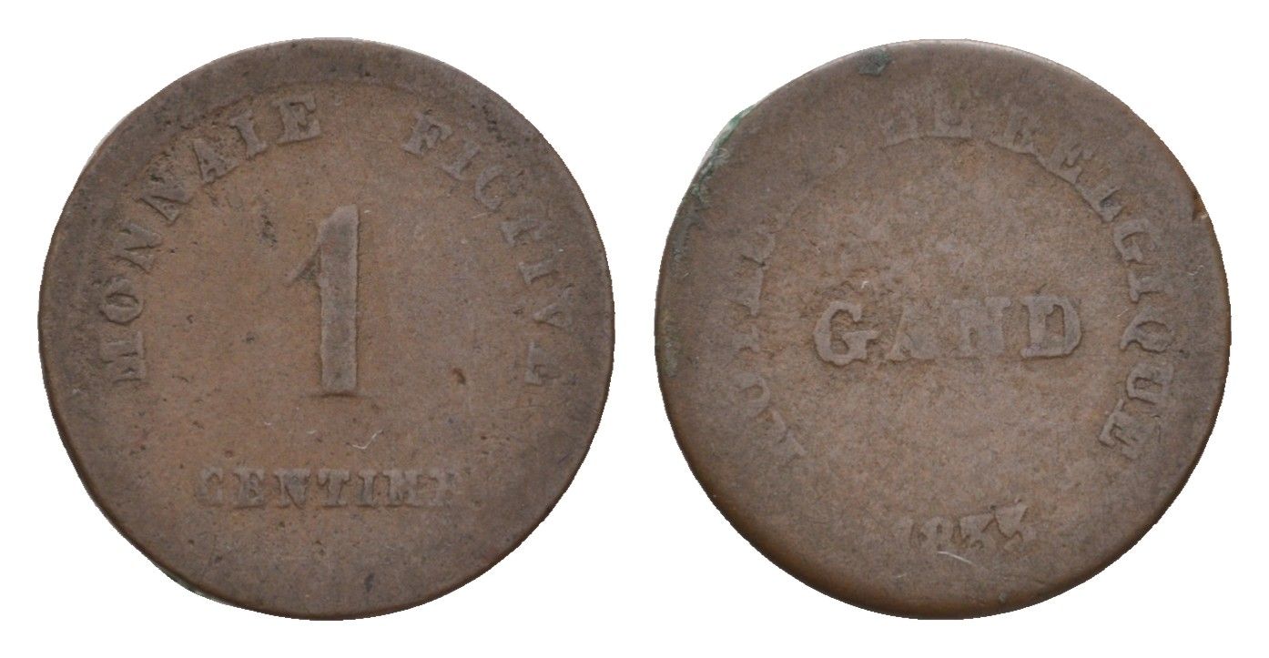 Бельгия, Гент 1 сантим 1833 жетон государственной тюрьмы KM 5 бронза 413-6633