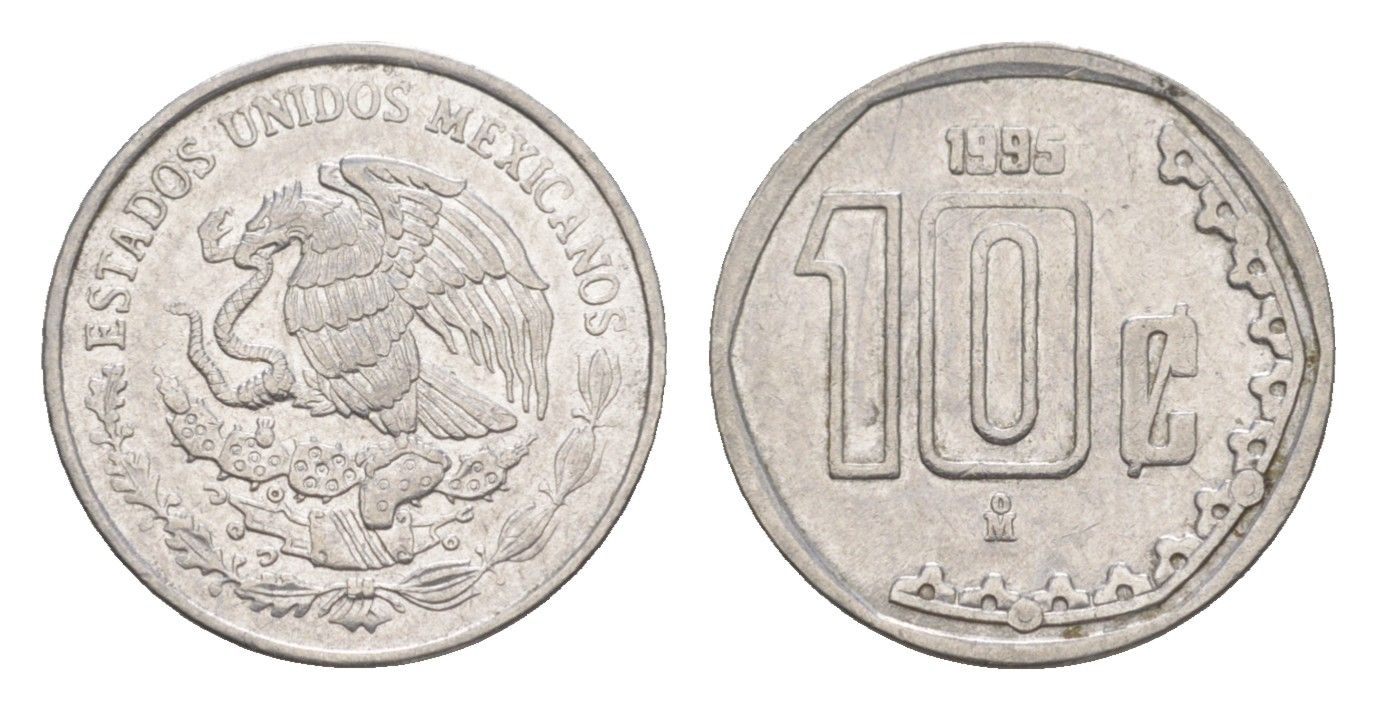 Мексика 10 сентаво 1995 KM 547 нержавеющая сталь 4644-643