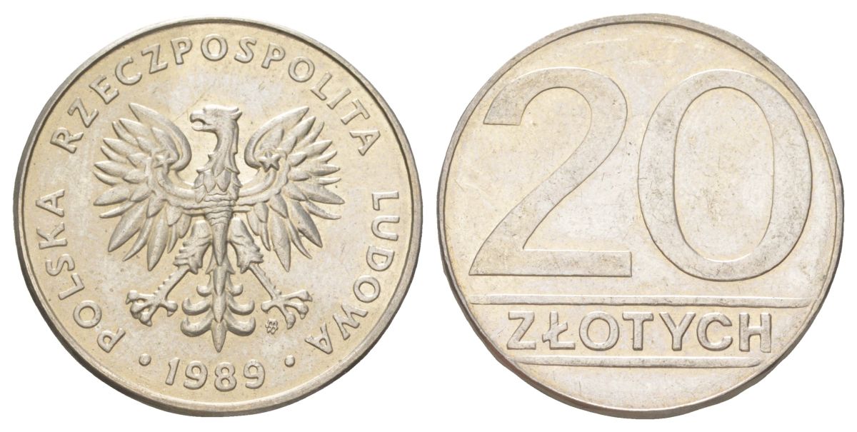 Польша 20 злотых 1989 Y 153.1 медно-никель UNC 4628-1012