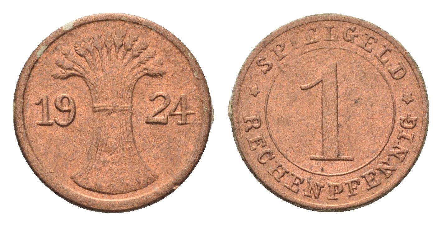 Германия игровой жетон в 1 рентенпфенниг 1924 диаметр 17 мм картон 4702-938
