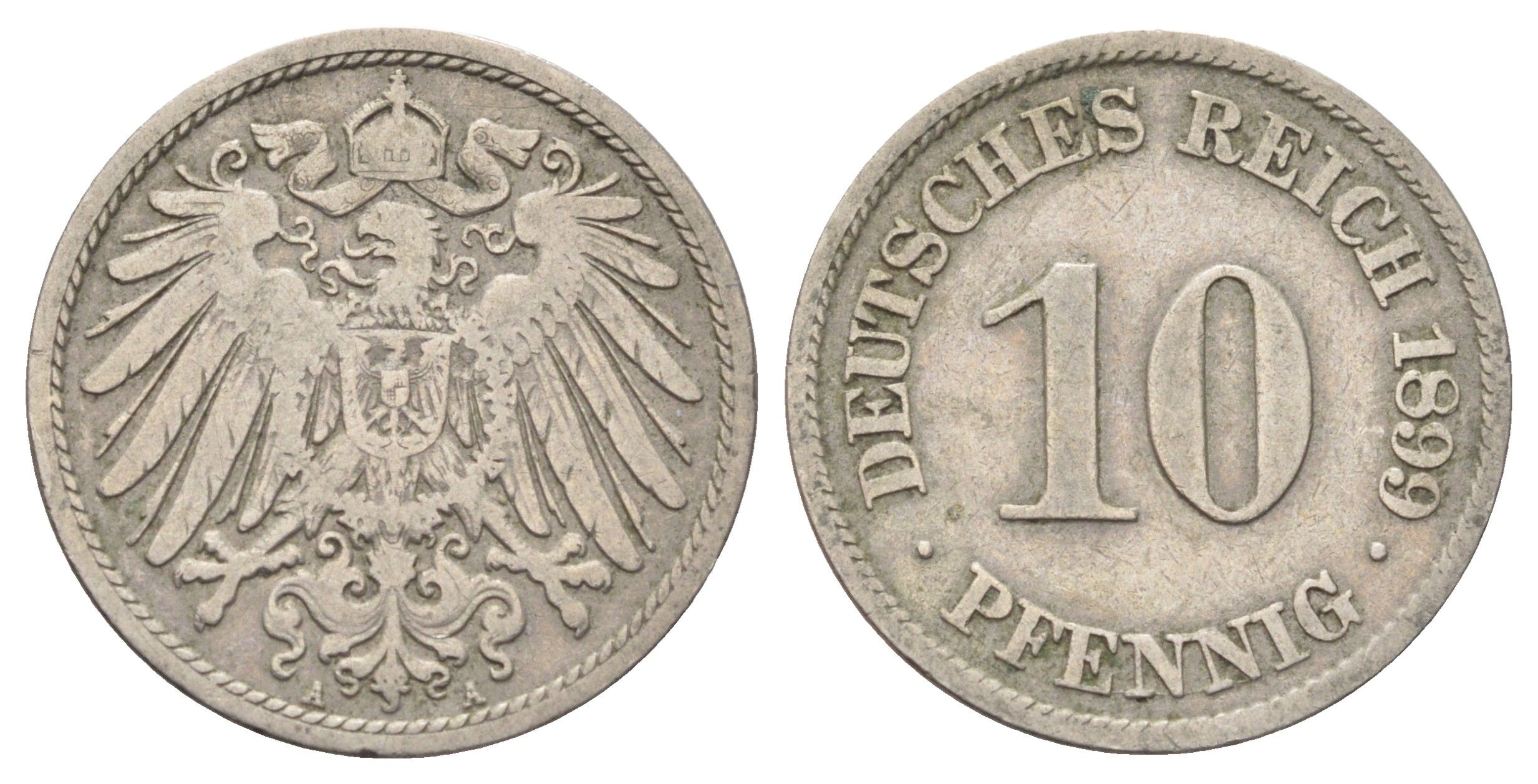 Германия 10 пфеннигов 1899 A KM 12, J. 13 медно-никель 4701-1114