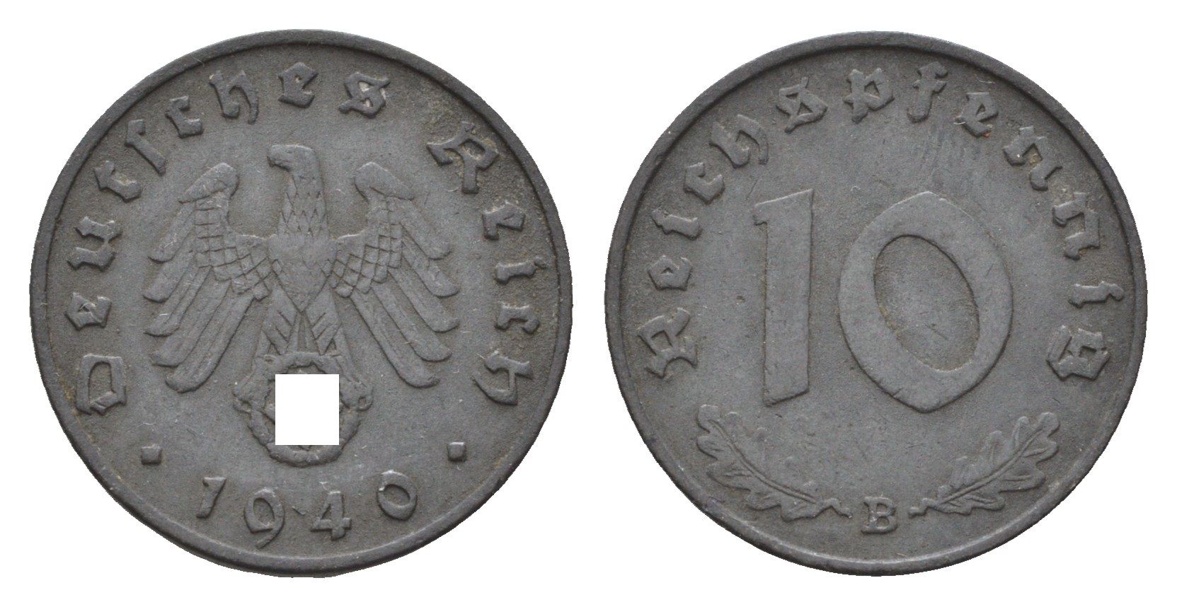 Германия 10 рейхспфеннигов 1940 B KM 101, J. 371 цинк 4697-746