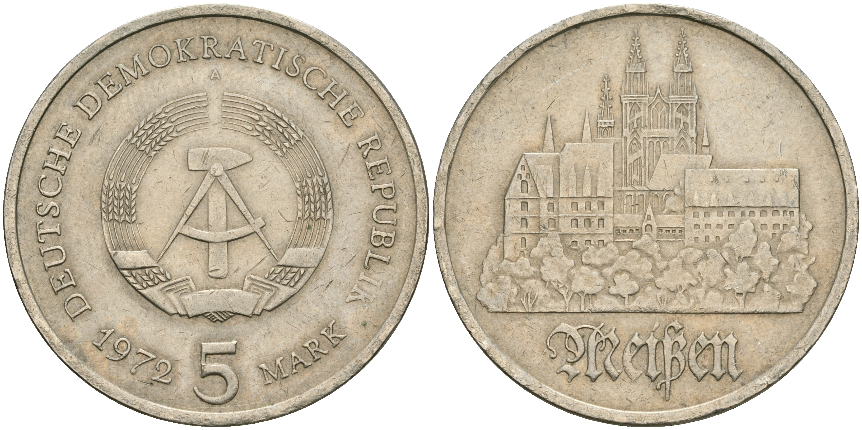 ГДР 5 марок 1972 А, Мейсенский собор KM 37, J. 1543 медно-никель 08-845