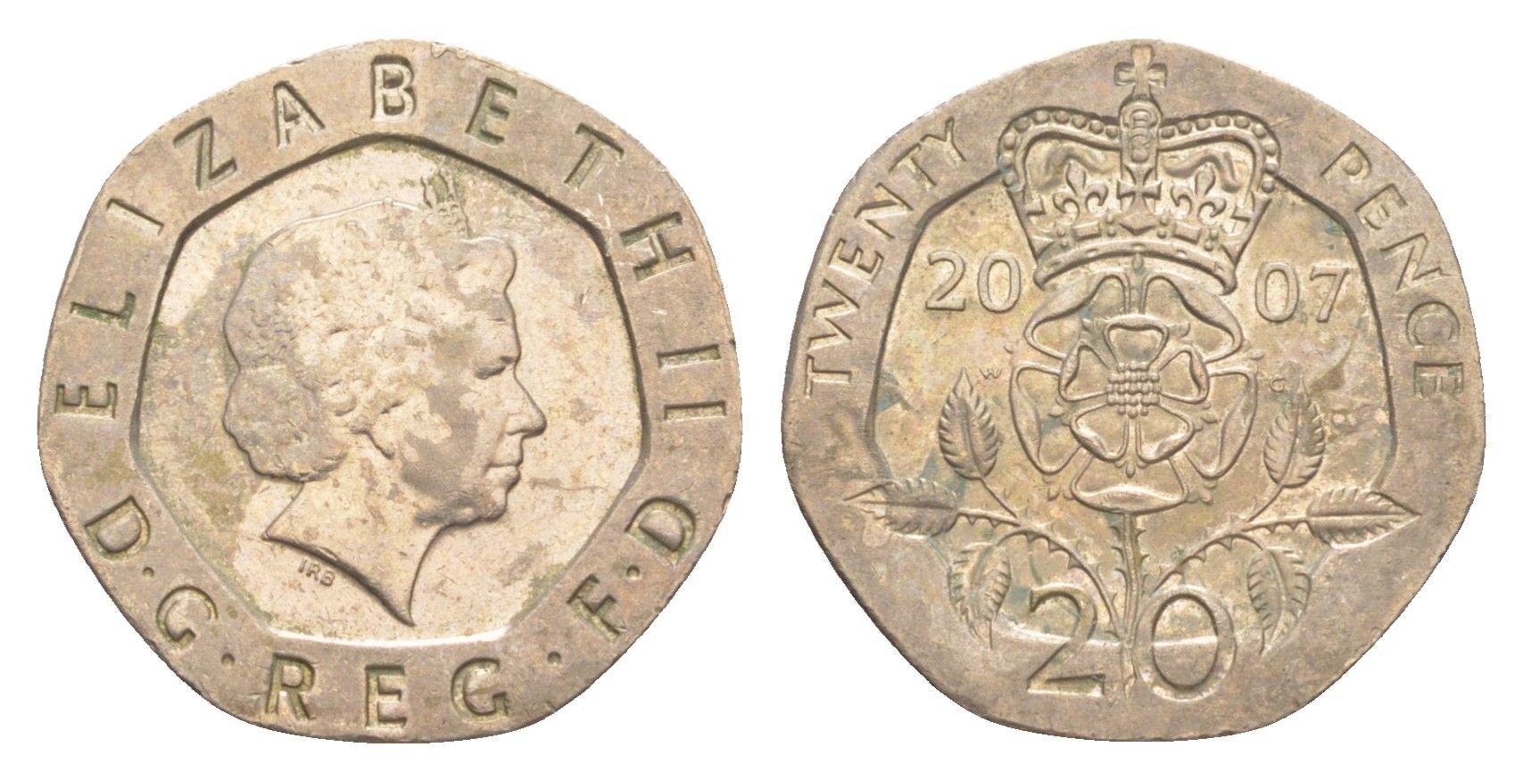 Великобритания 20 пенсов 2007 Елизавета II (1952-2022) KM 990, Spink 4630 (G3) медно-никель 4639-936