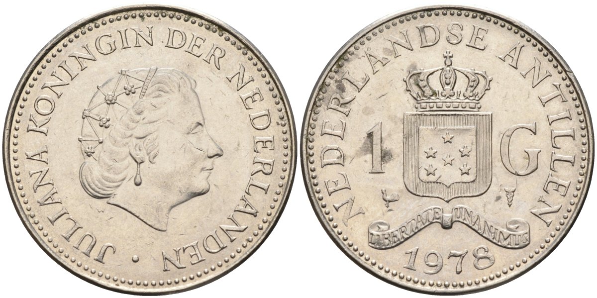 Нидерландские Антилы 1 гульден 1978 Юлиана (1948-1980) KM 12 никель 4587-735