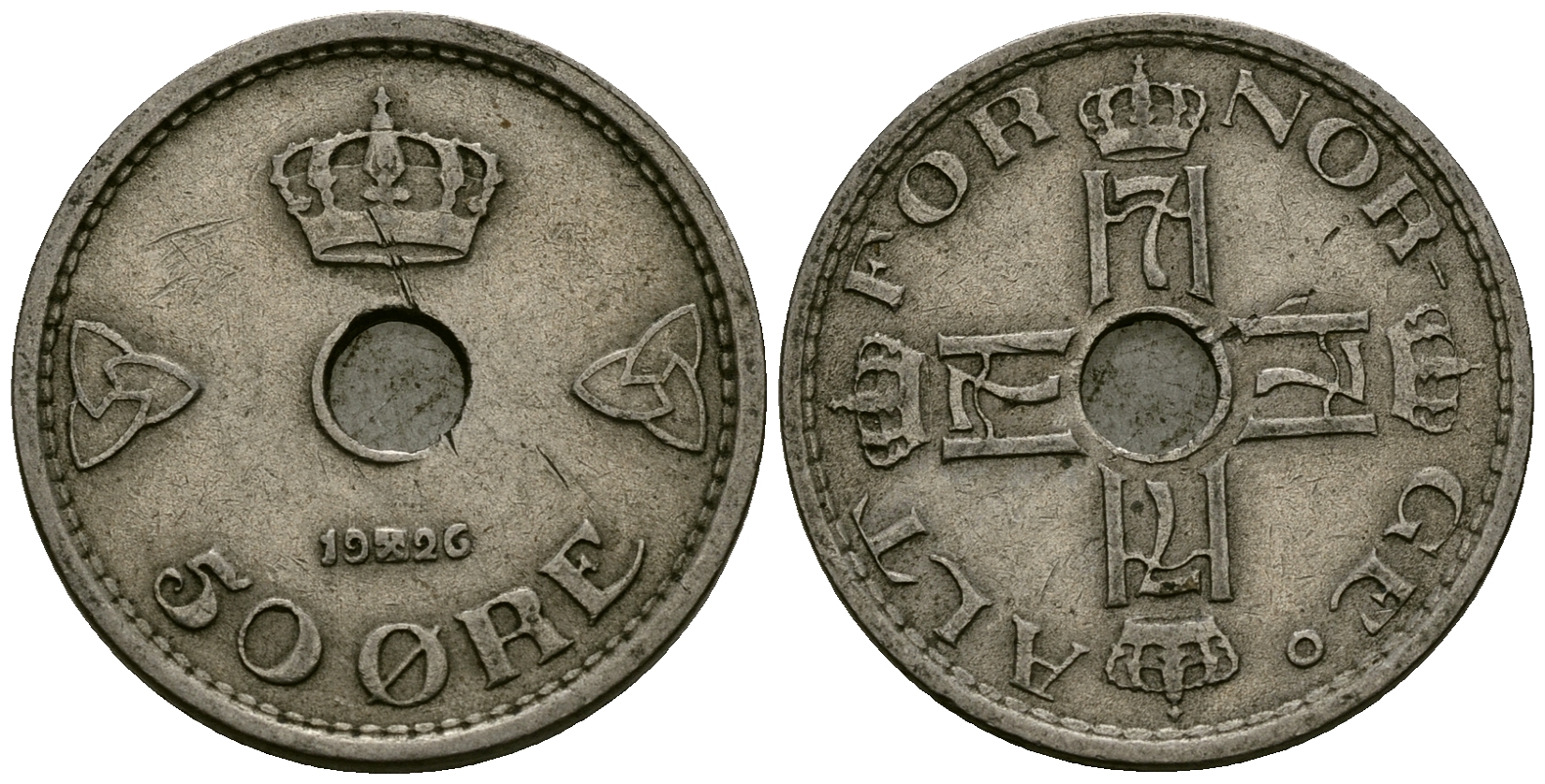 Норвегия 50 эре 1926 Хокон VII (1905-1957) KM 386 медно-никель 4563-242